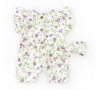 Пісочник для дівчинки на ґудзиках з пов'язкою Violet flowers Пісочник для дівчинки на ґудзиках з пов'язкою Violet flowers