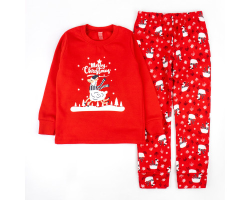 Піжама дитяча кофта та штани Christmas llama футер