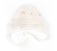 Чепчик для немовлят на завʼязках з футера Giraffe