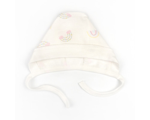 Чепчик на завязках для девочки Rainbow футер