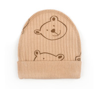 Шапочка для новорожденных с подворотом Bear on coffee интерлок