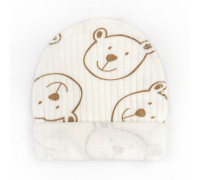Шапочка с подворотом из интерлока Bear on milk