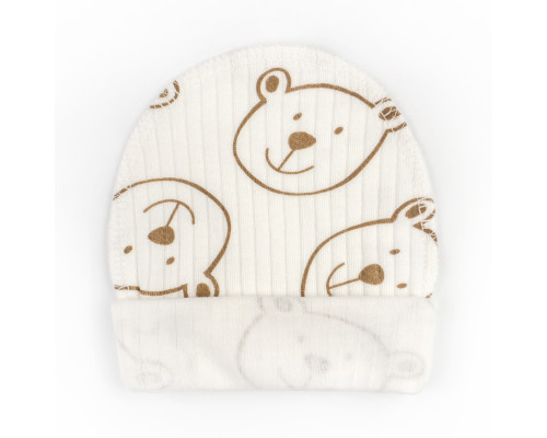 Шапочка с подворотом из интерлока Bear on milk