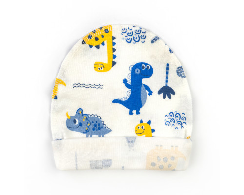 Шапочка с подворотом для новорожденных Dino интерлок