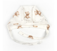 Шапочка на завʼязках для новонароджених Bear on a cloud інтерлок