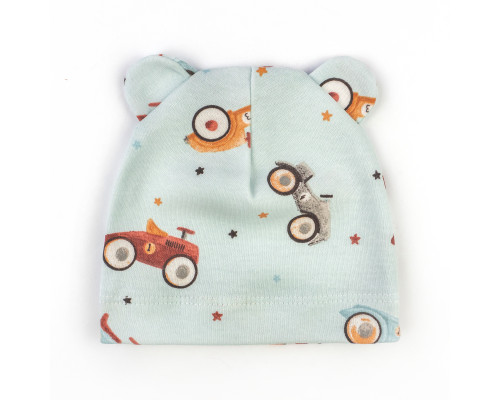 Шапочка з вушками інтерлок Racing cars