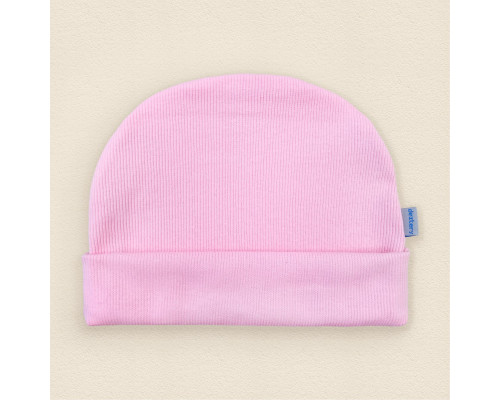 Одинарная шапочка из рубчика для девочки розовая
