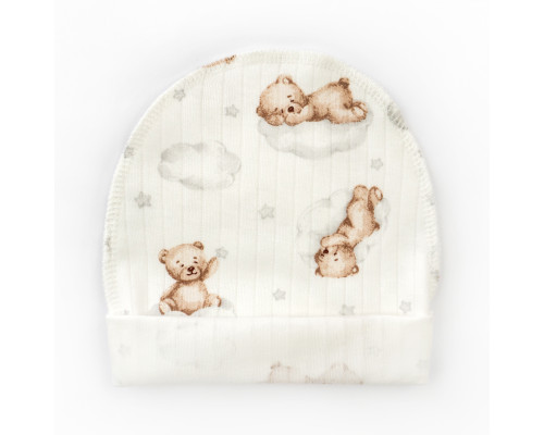 Шапочка для младенцев с подворотом с мишками Bear on a cloud