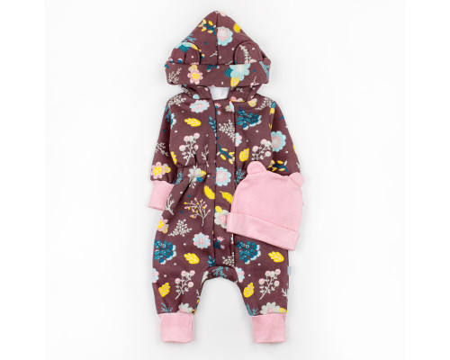 Теплый комбинезон для девочки с цветами Coffee Flower